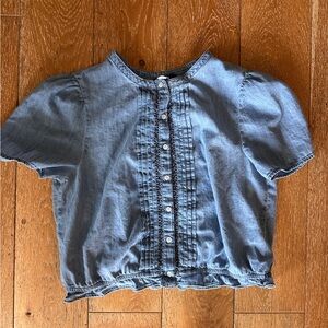 GAP Light Blue Chambray Pintuck Denim Shirt